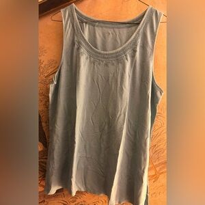 Garnet Hill Linen Blend Tank with Embroidery New Size XL *